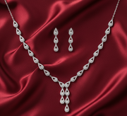 925 Sterling Silver Necklace with Earring Set Studded With Cubic Zircons